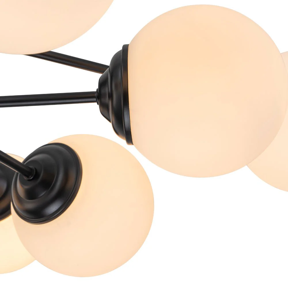 Modern Black Opal Glass Globe Sputnik Chandelier - Image 13