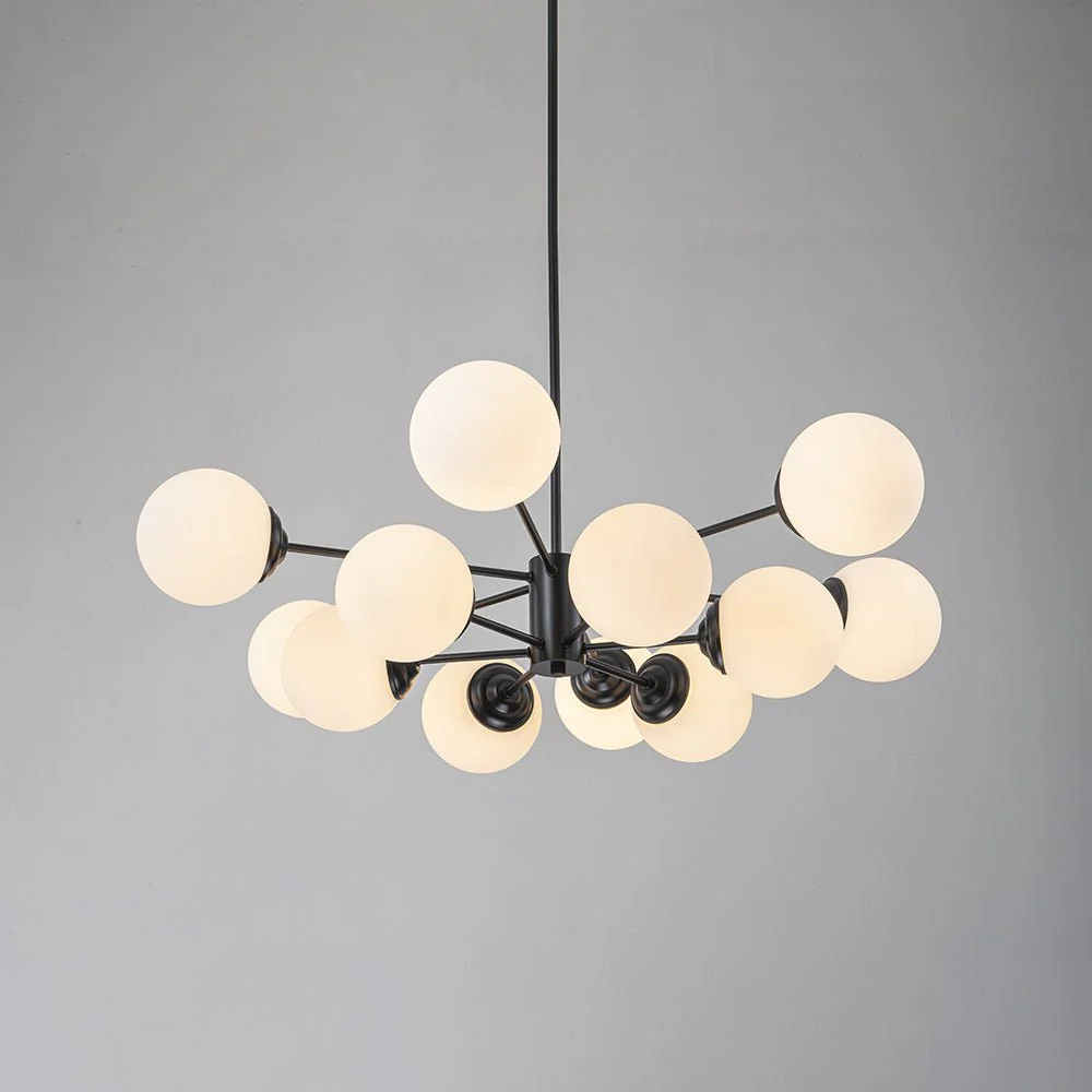 Modern Black Opal Glass Globe Sputnik Chandelier - Image 5