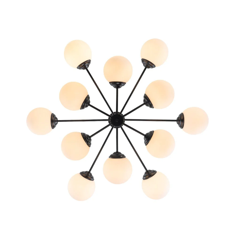 Modern Black Opal Glass Globe Sputnik Chandelier - Image 7