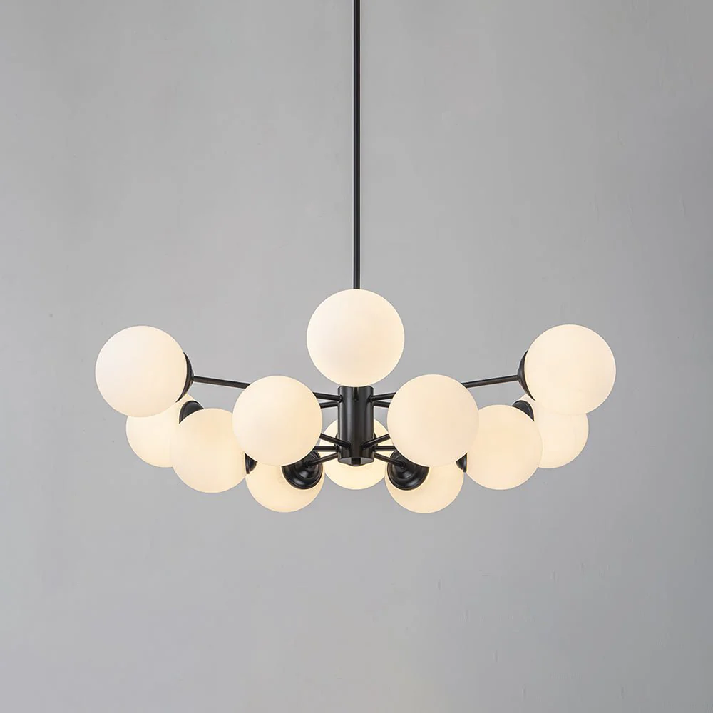 Modern Black Opal Glass Globe Sputnik Chandelier - Image 8