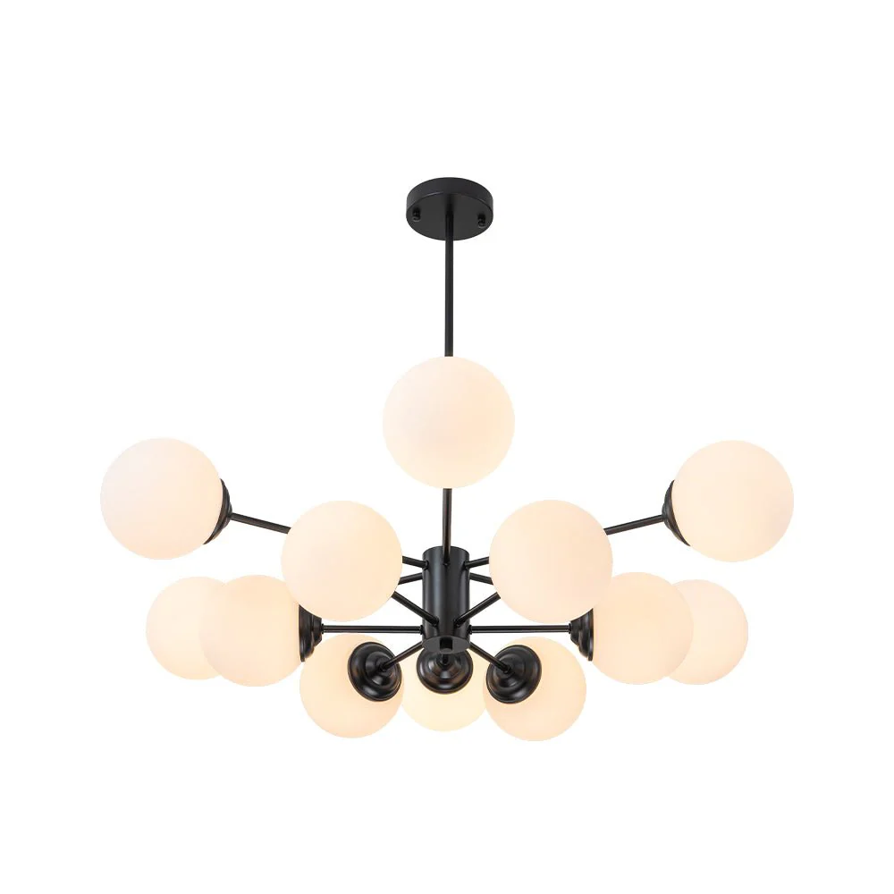 Modern Black Opal Glass Globe Sputnik Chandelier - Image 9