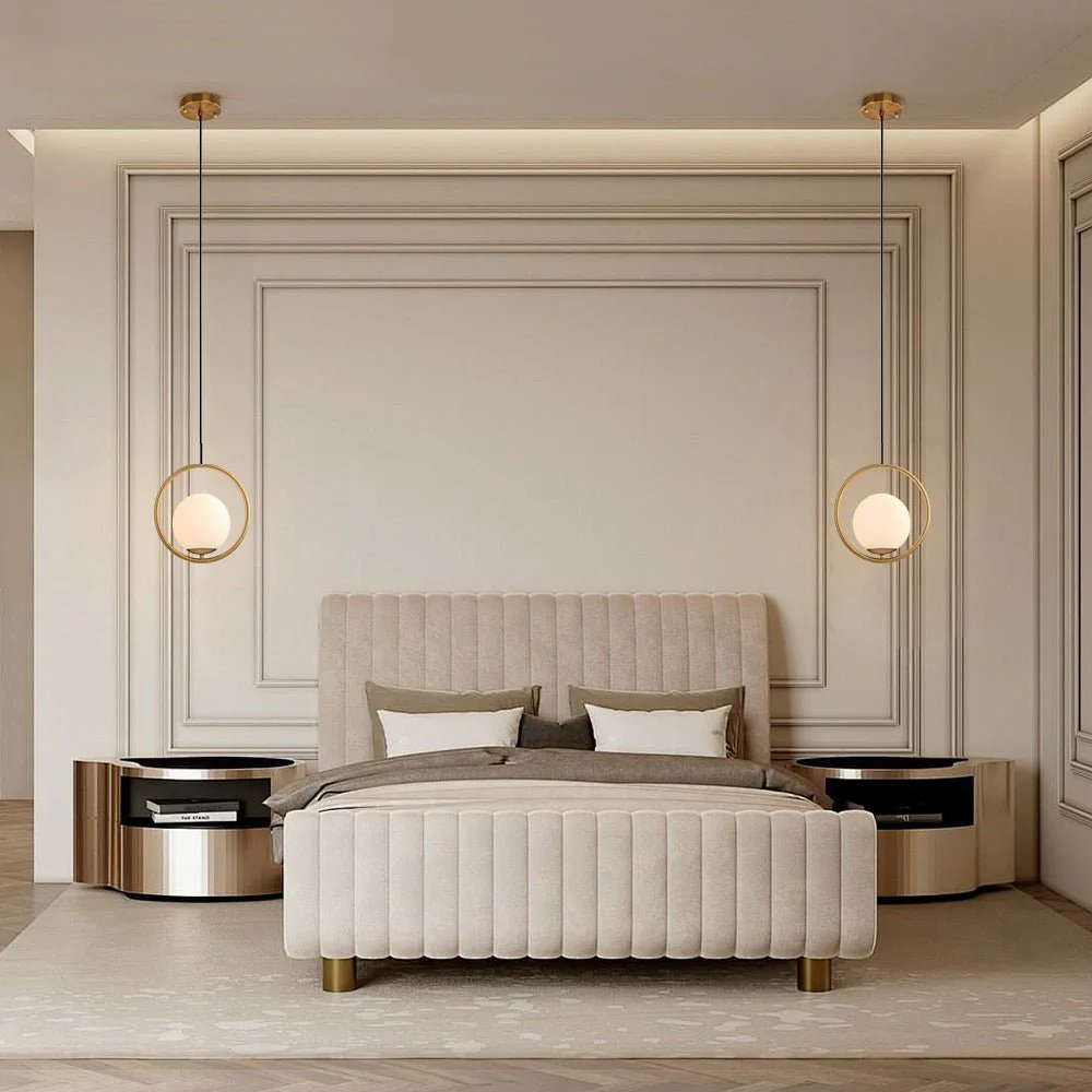 Modern Gold 1-Ring Frosted Globe Single Pendant Light - Image 2