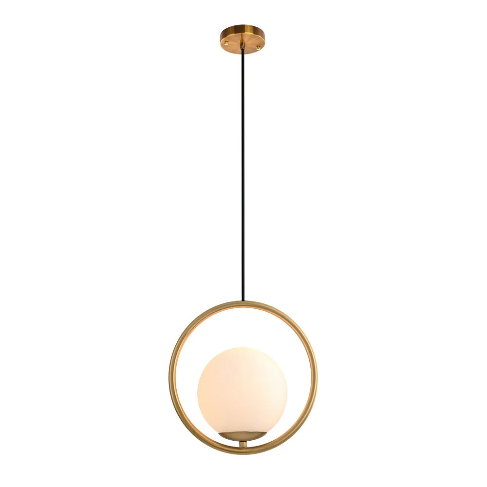 Modern Gold 1-Ring Frosted Globe Single Pendant Light - Image 4