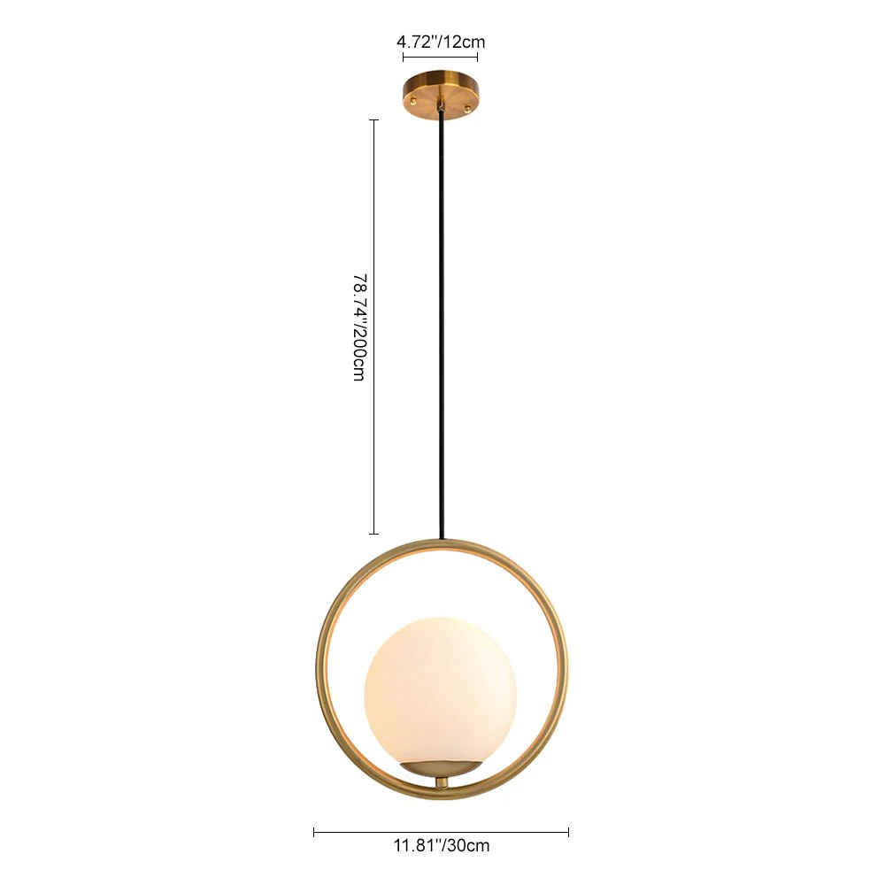 Modern Gold 1-Ring Frosted Globe Single Pendant Light - Image 6