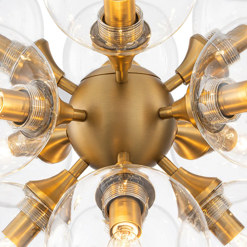 Modern Brass 12-Light Cluster Glass Globe Bubble Chandelier - Image 11