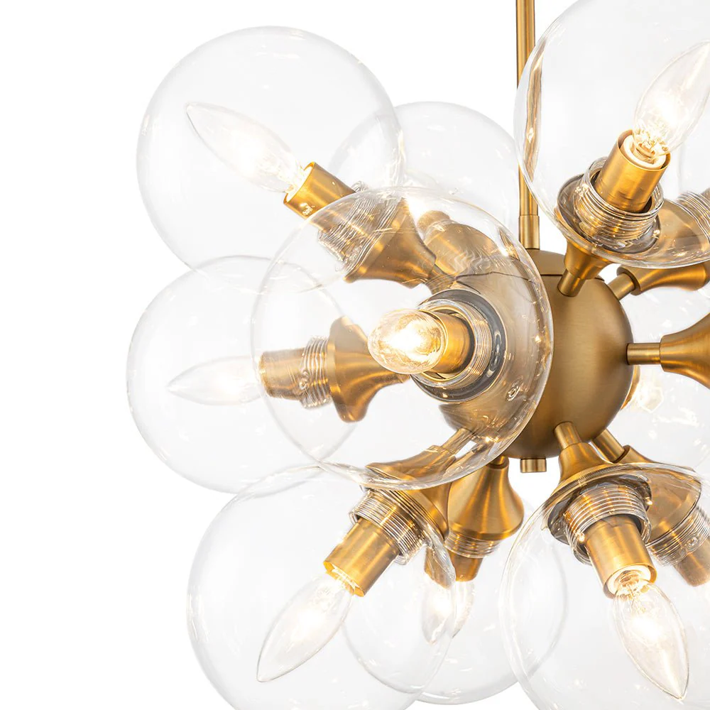 Modern Brass 12-Light Cluster Glass Globe Bubble Chandelier - Image 12