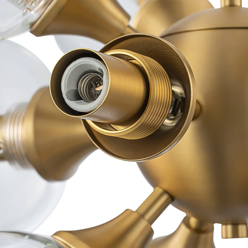 Modern Brass 12-Light Cluster Glass Globe Bubble Chandelier - Image 13