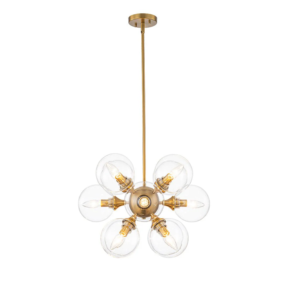Modern Brass 12-Light Cluster Glass Globe Bubble Chandelier - Image 3