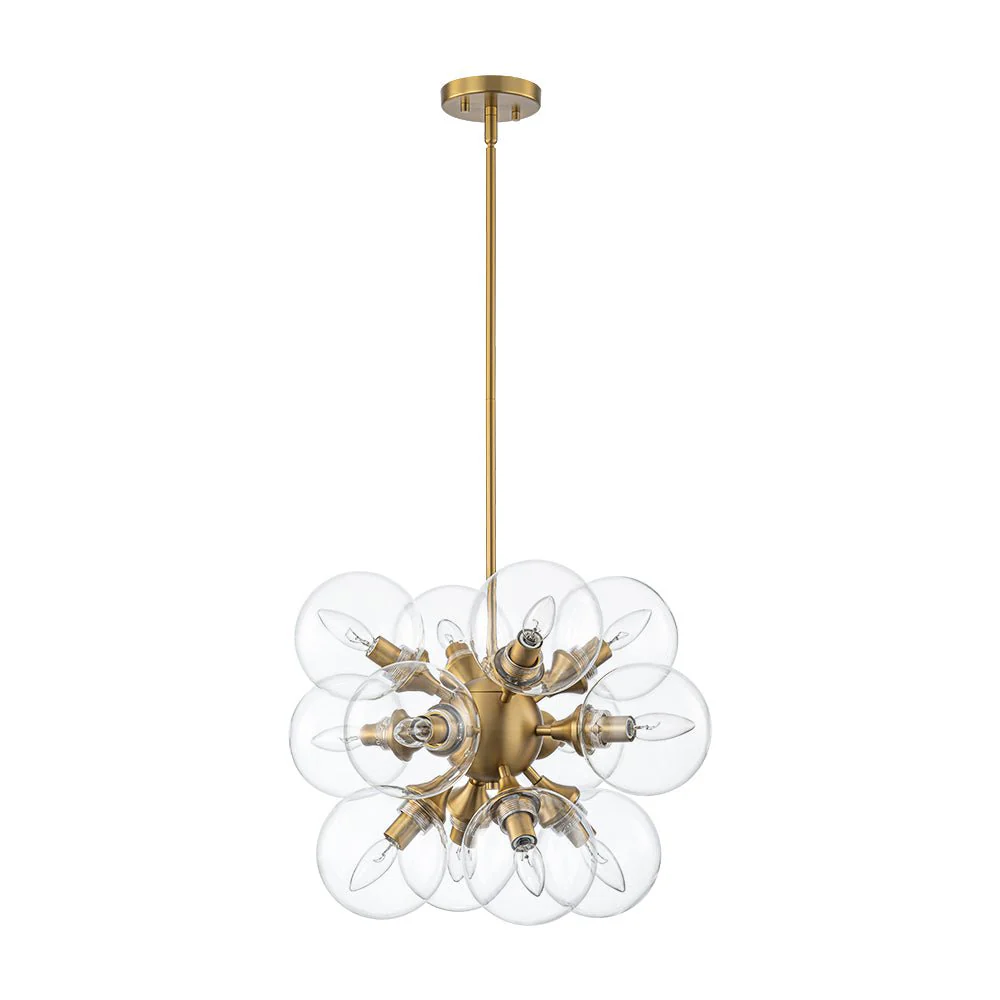 Modern Brass 12-Light Cluster Glass Globe Bubble Chandelier - Image 7