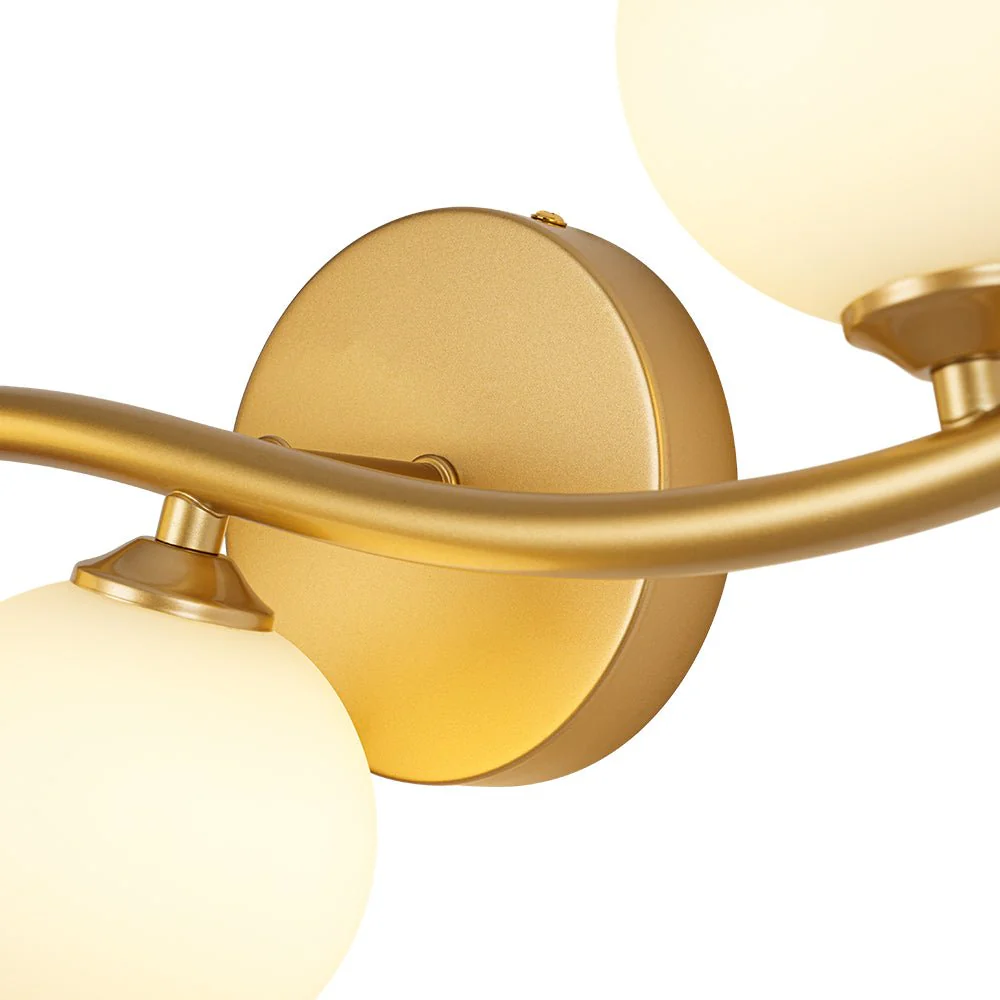 Brass 3-Light Frosted Glass Globe Semi Flush Wall Lamp - Image 12