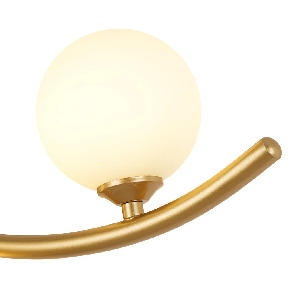 Brass 3-Light Frosted Glass Globe Semi Flush Wall Lamp - Image 13