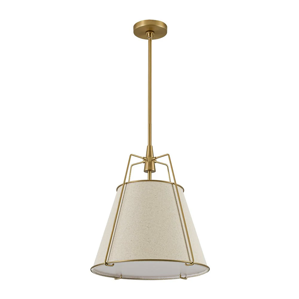 Modern Linen Conical Drum Cage Pendant Light - Image 10