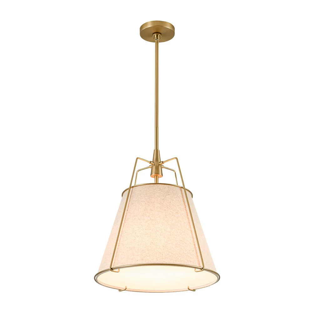 Modern Linen Conical Drum Cage Pendant Light - Image 11