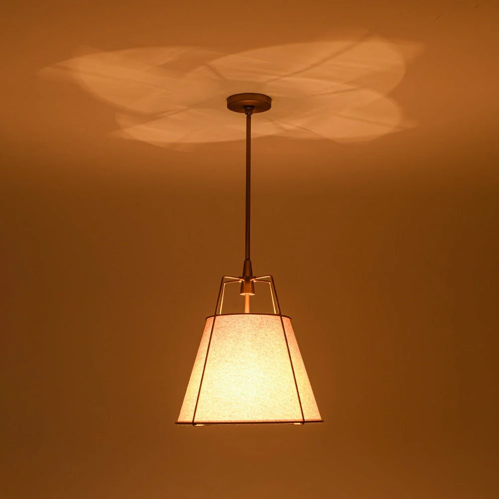 Modern Linen Conical Drum Cage Pendant Light - Image 13