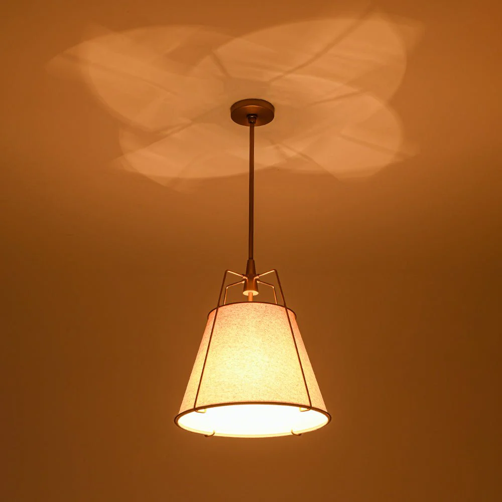 Modern Linen Conical Drum Cage Pendant Light - Image 14