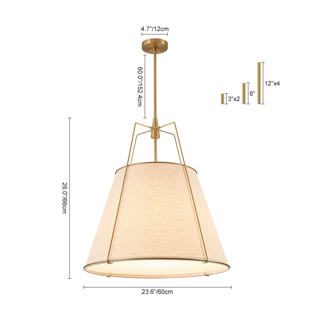 Modern Linen Conical Drum Cage Pendant Light - Image 15