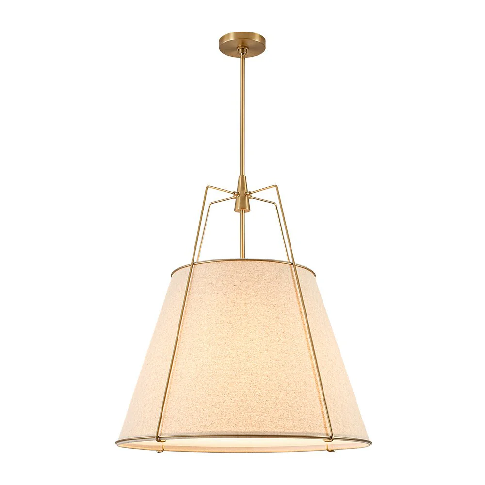 Modern Linen Conical Drum Cage Pendant Light - Image 16