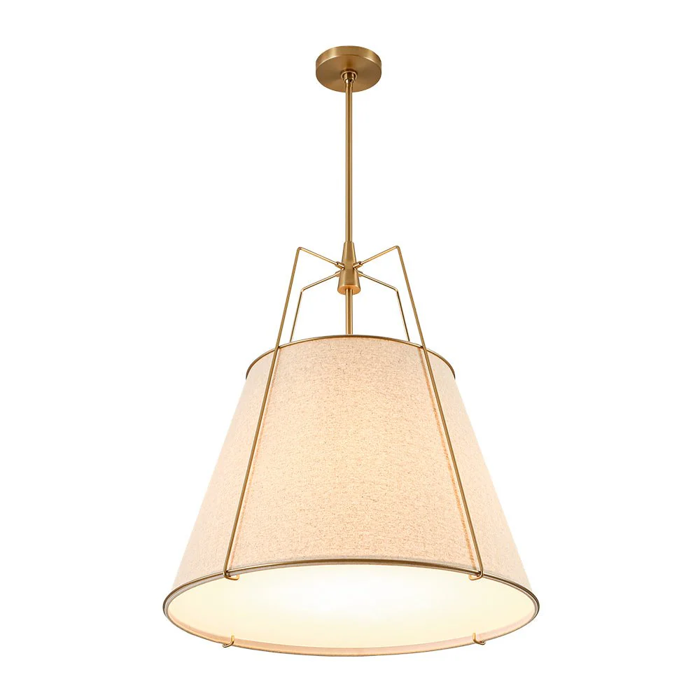 Modern Linen Conical Drum Cage Pendant Light - Image 17