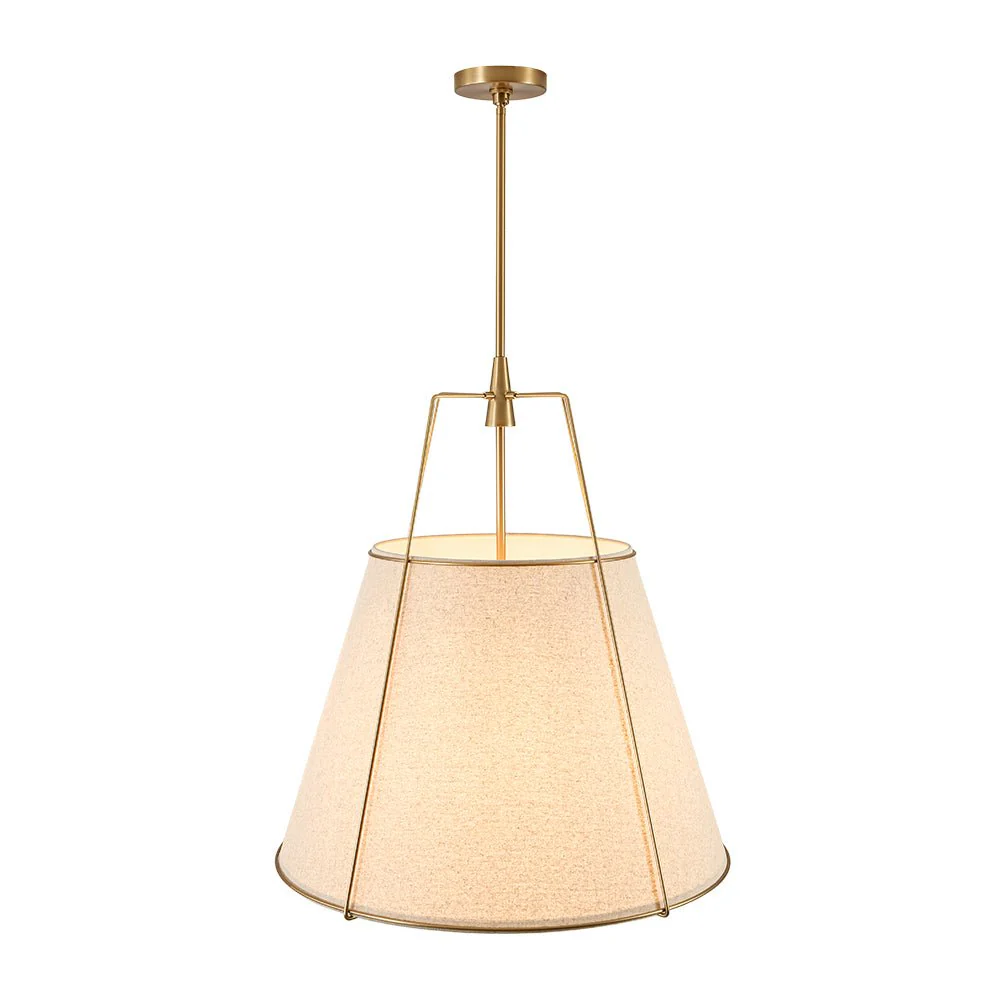 Modern Linen Conical Drum Cage Pendant Light - Image 18