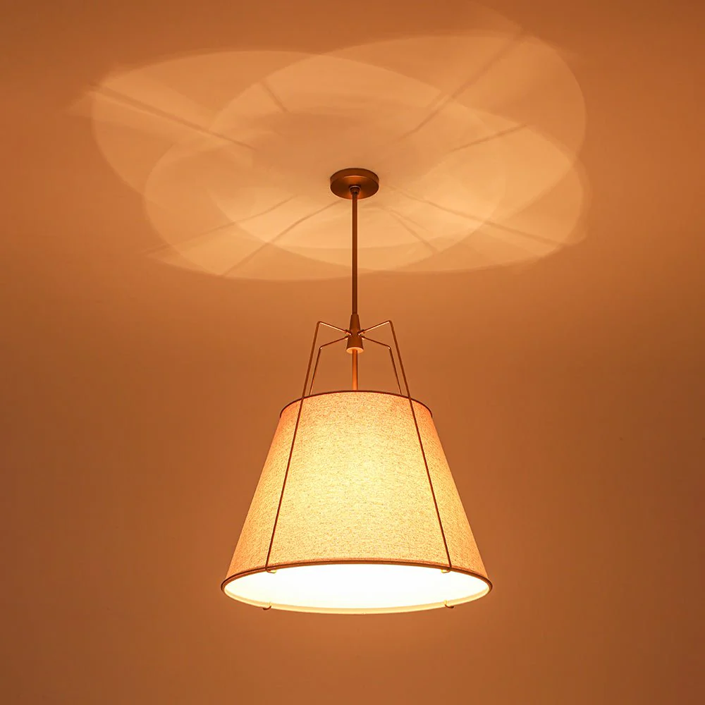 Modern Linen Conical Drum Cage Pendant Light - Image 19