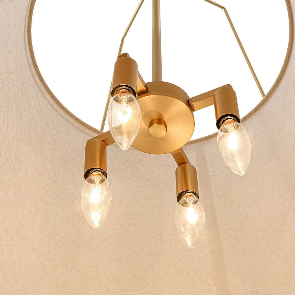 Modern Linen Conical Drum Cage Pendant Light - Image 25
