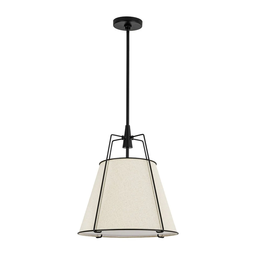 Modern Linen Conical Drum Cage Pendant Light - Image 26