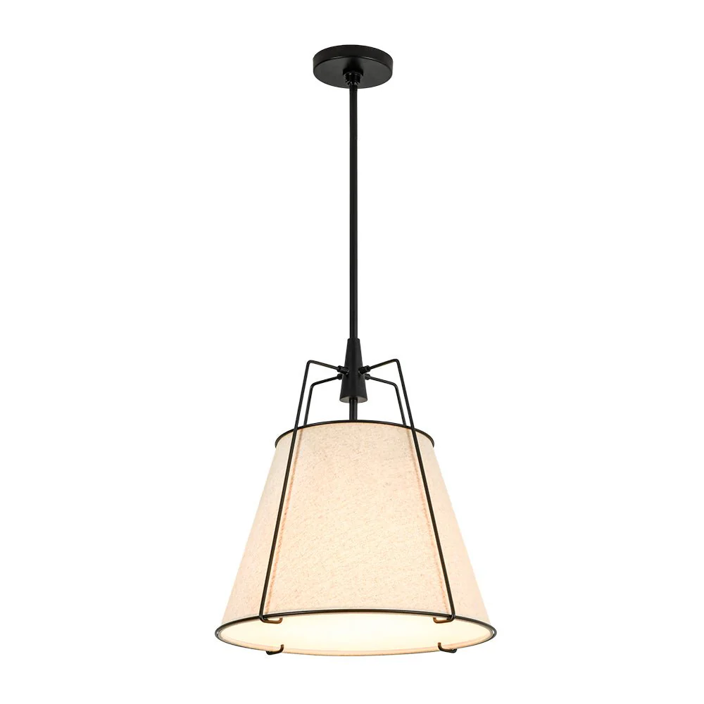 Modern Linen Conical Drum Cage Pendant Light - Image 27