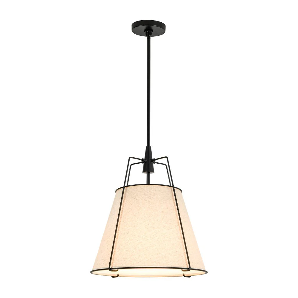 Modern Linen Conical Drum Cage Pendant Light - Image 28