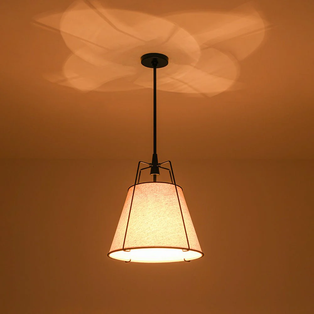 Modern Linen Conical Drum Cage Pendant Light - Image 29