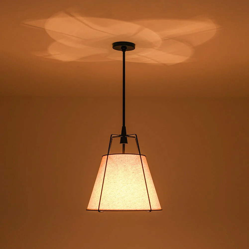 Modern Linen Conical Drum Cage Pendant Light - Image 30