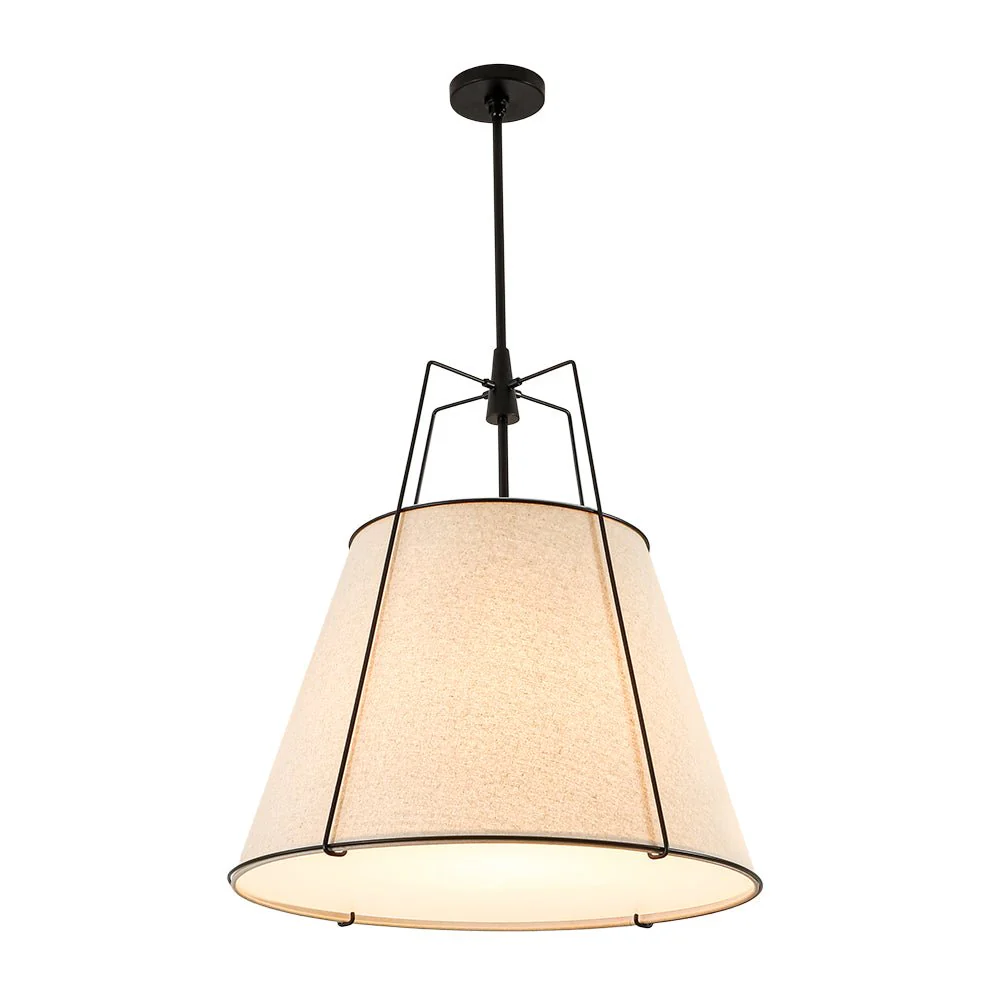 Modern Linen Conical Drum Cage Pendant Light - Image 32