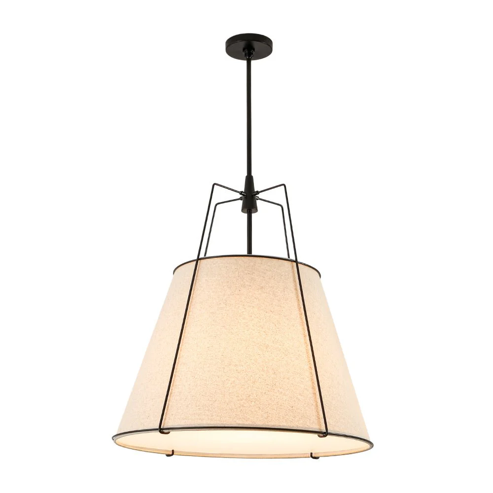 Modern Linen Conical Drum Cage Pendant Light - Image 34