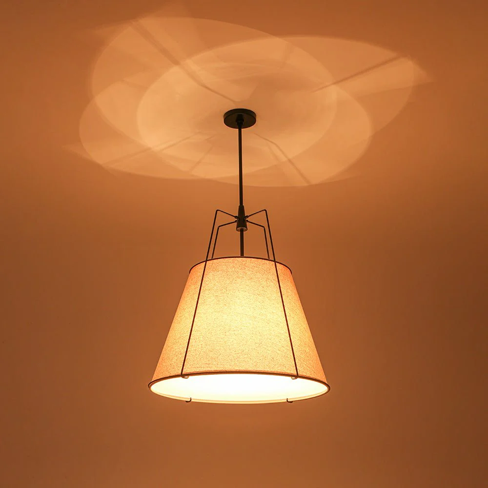 Modern Linen Conical Drum Cage Pendant Light - Image 35