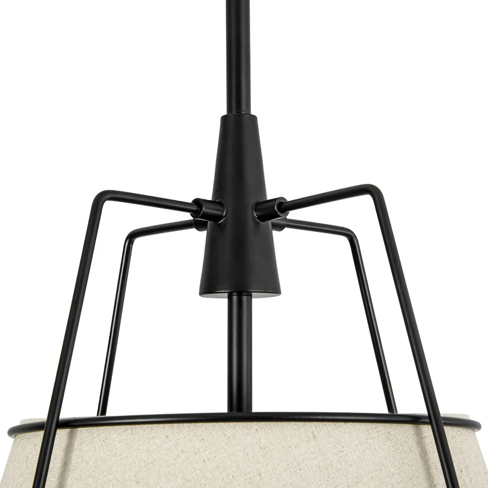Modern Linen Conical Drum Cage Pendant Light - Image 38