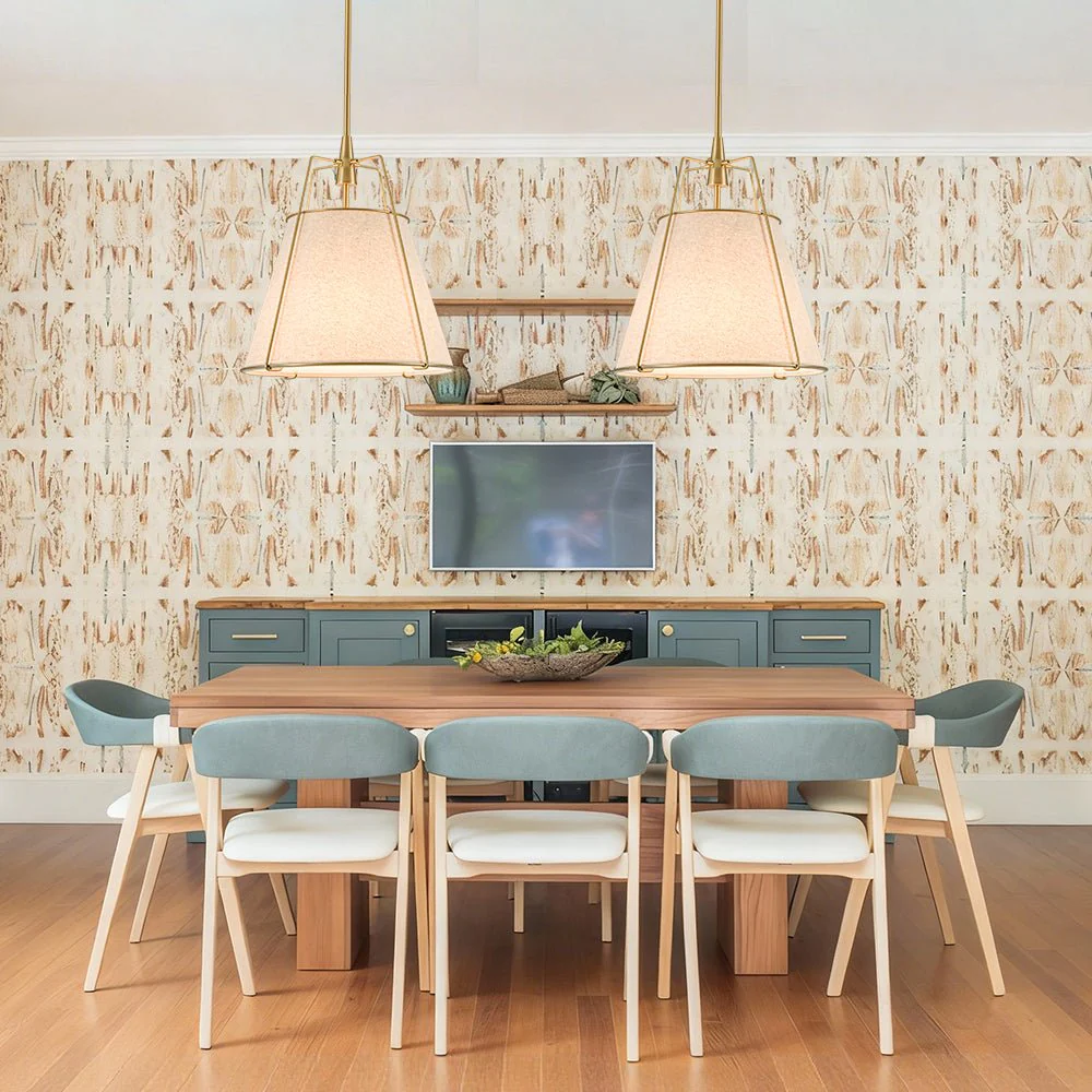 Modern Linen Conical Drum Cage Pendant Light - Image 4