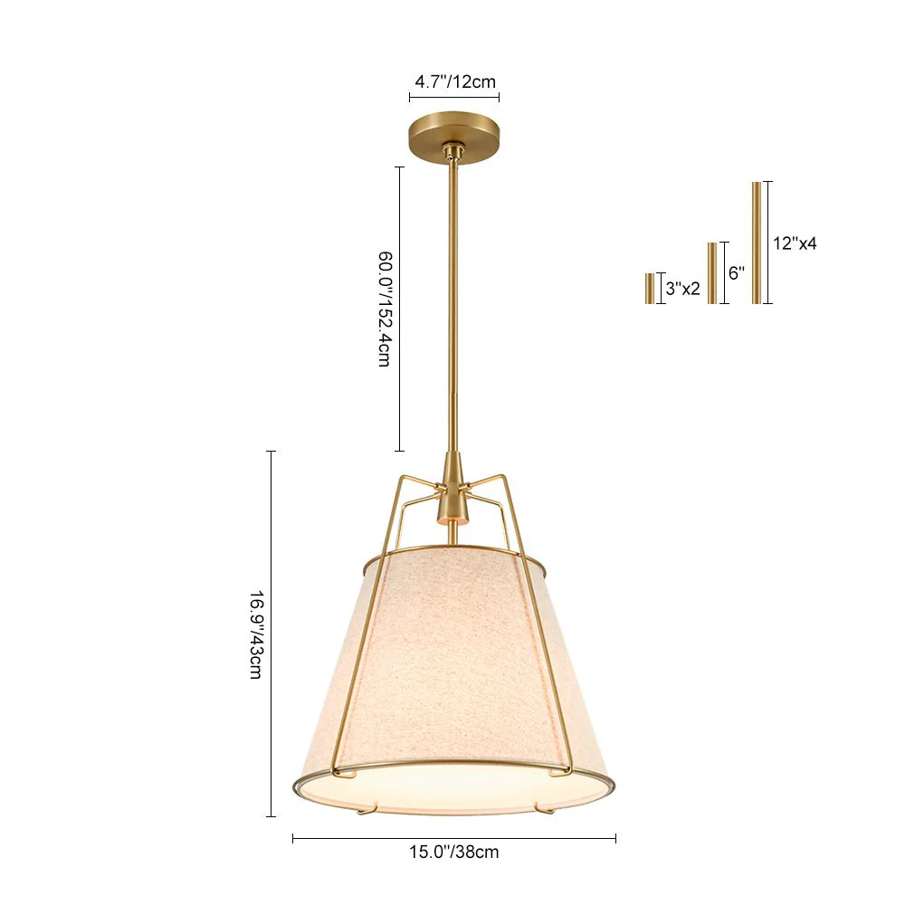 Modern Linen Conical Drum Cage Pendant Light - Image 9