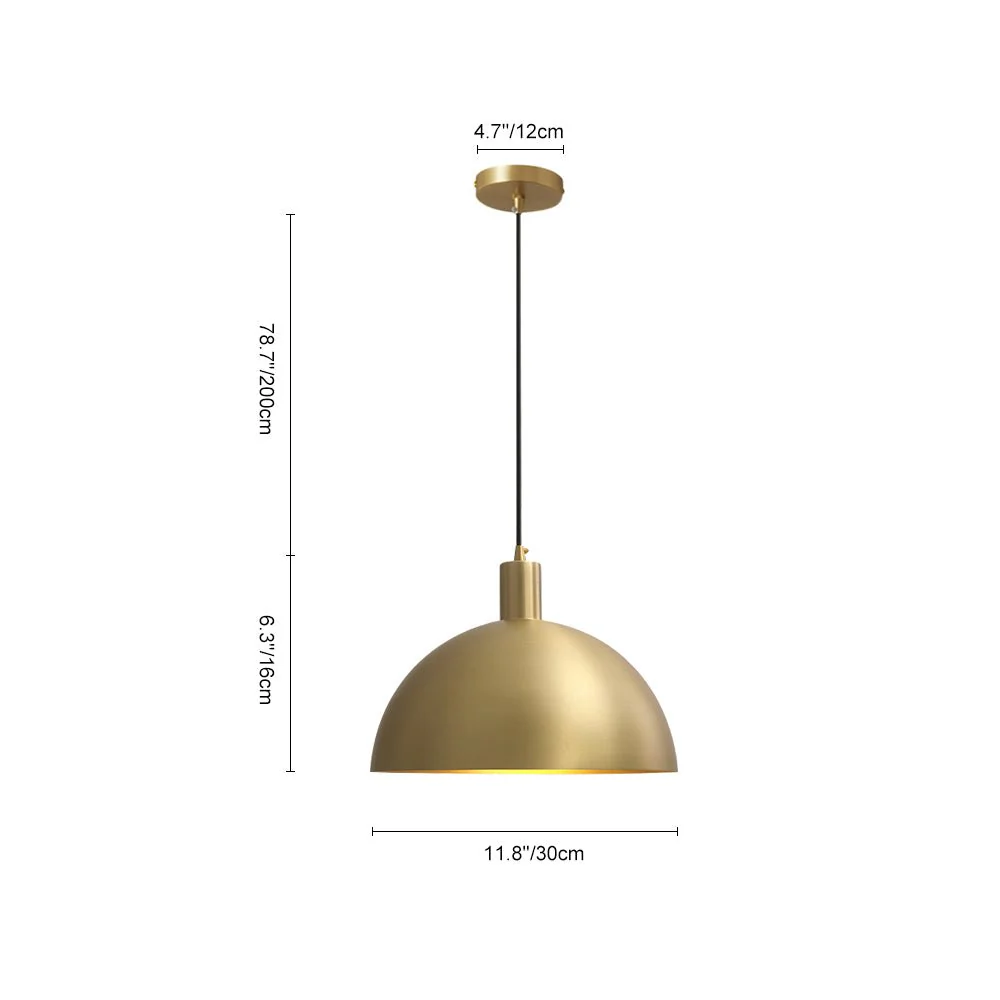 Modern Brass Single Dome Gold Pendant Light - Image 8