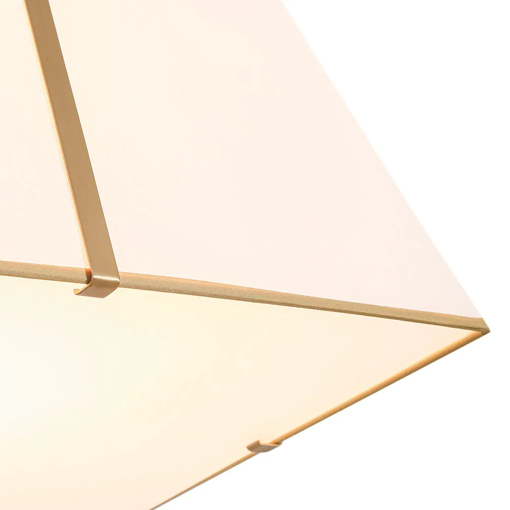 Modern Brass White Fabric Tapered Cage Pendant Light - Image 12