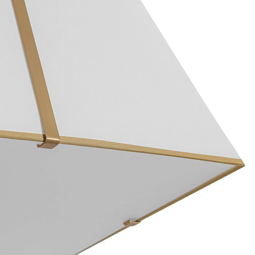 Modern Brass White Fabric Tapered Cage Pendant Light - Image 13