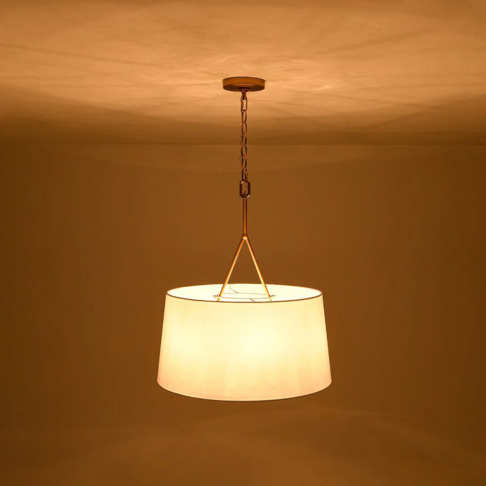 Modern Candle Style Fabric Wide Drum Cage Pendant Light - Image 10