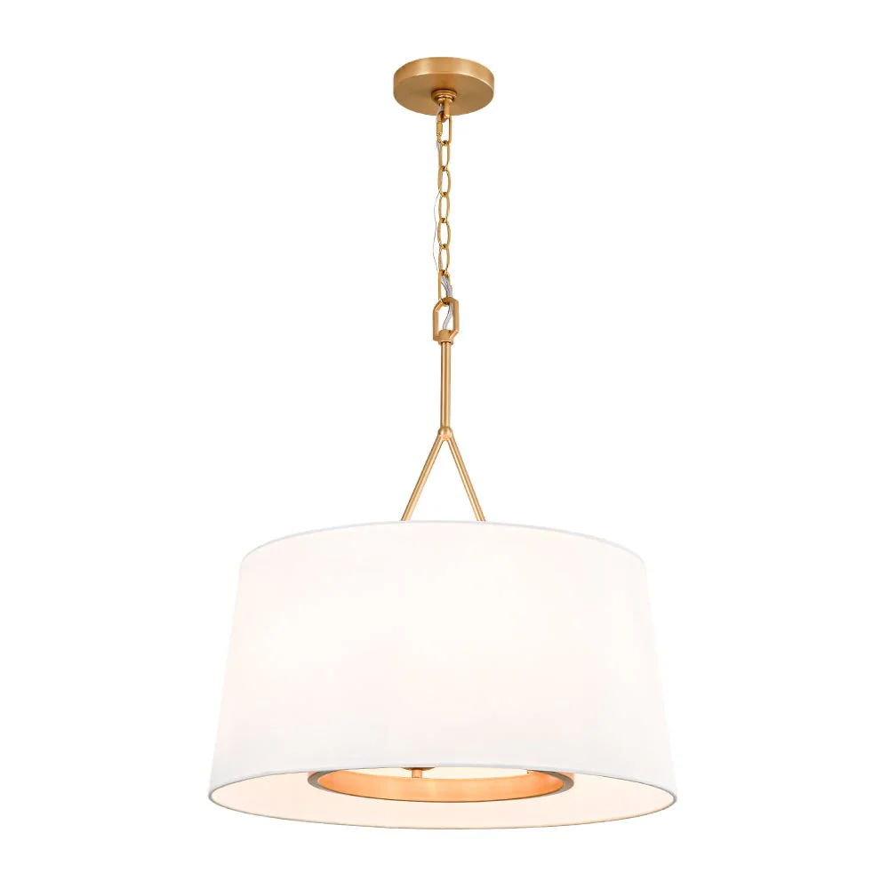 Modern Candle Style Fabric Wide Drum Cage Pendant Light - Image 7