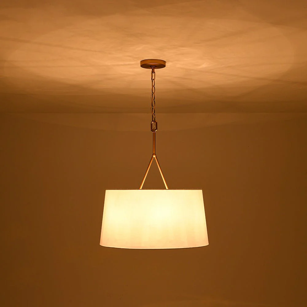 Modern Candle Style Fabric Wide Drum Cage Pendant Light - Image 8