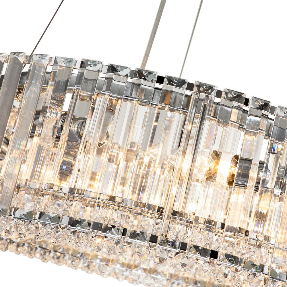 Modern Chrome Round Drum Crystal Chandelier - Image 6