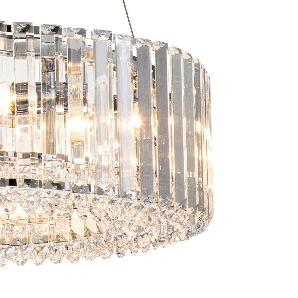 Modern Chrome Round Drum Crystal Chandelier - Image 7