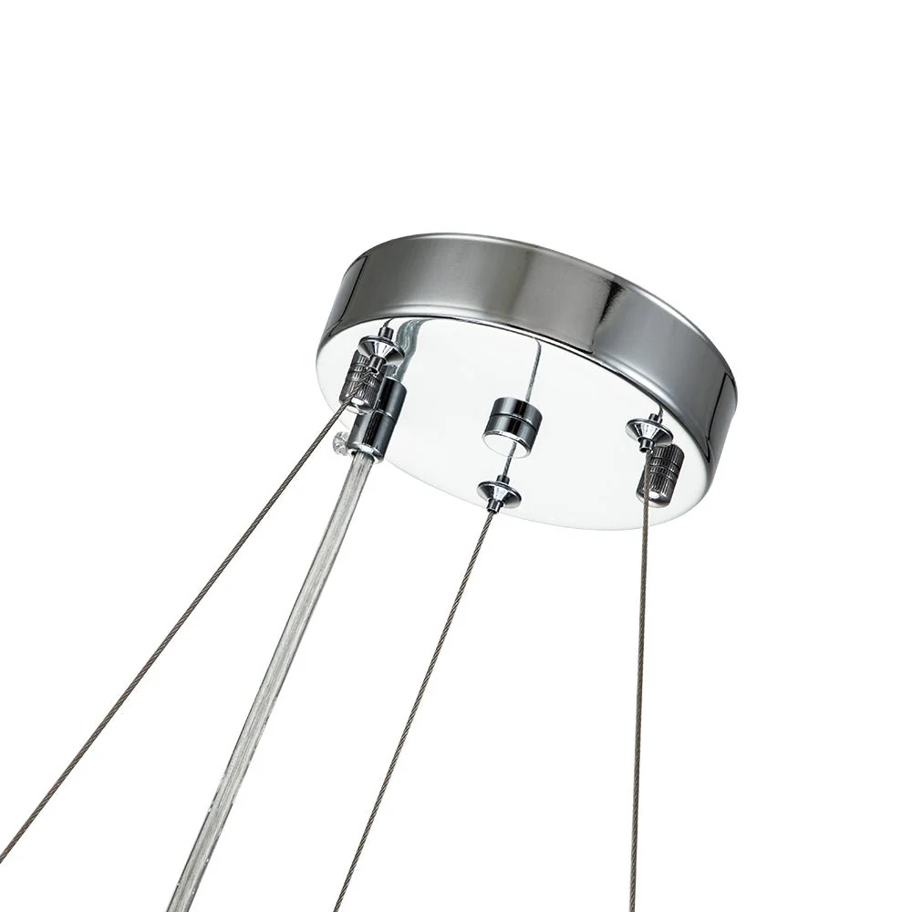 Modern Chrome Round Drum Crystal Chandelier - Image 9