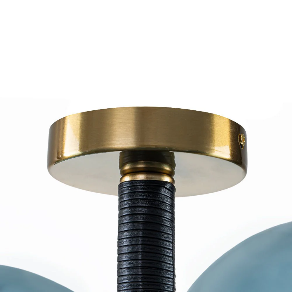 Modern Cluster Blue Glass Bubble Semi Flush Chandelier - Image 10