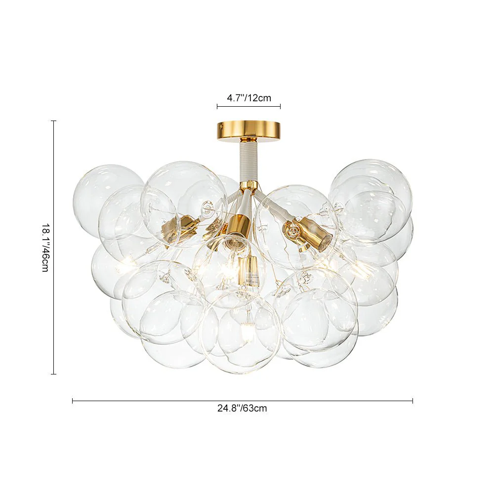 Modern Cluster Glass Bubble Chandelier / Semi Flush - Image 14