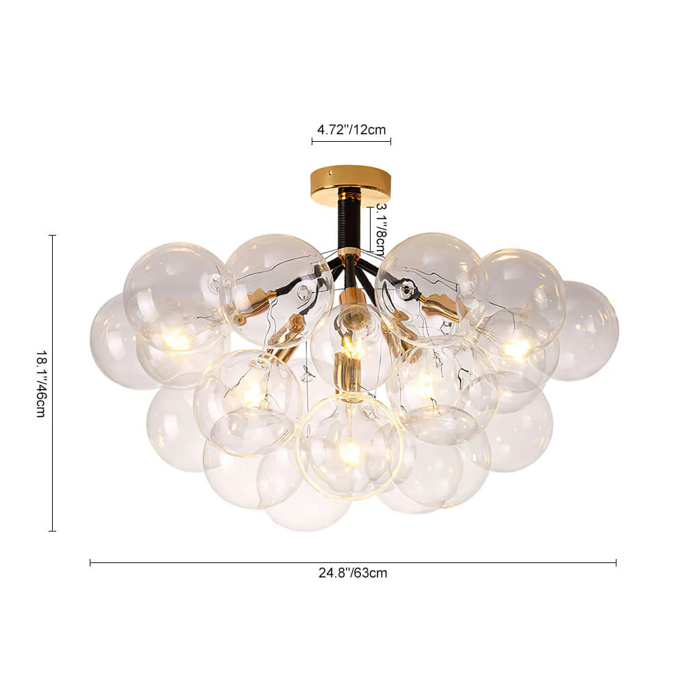 Modern Cluster Glass Bubble Chandelier / Semi Flush - Image 15
