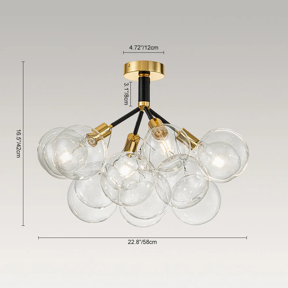 Modern Cluster Glass Bubble Chandelier / Semi Flush - Image 28