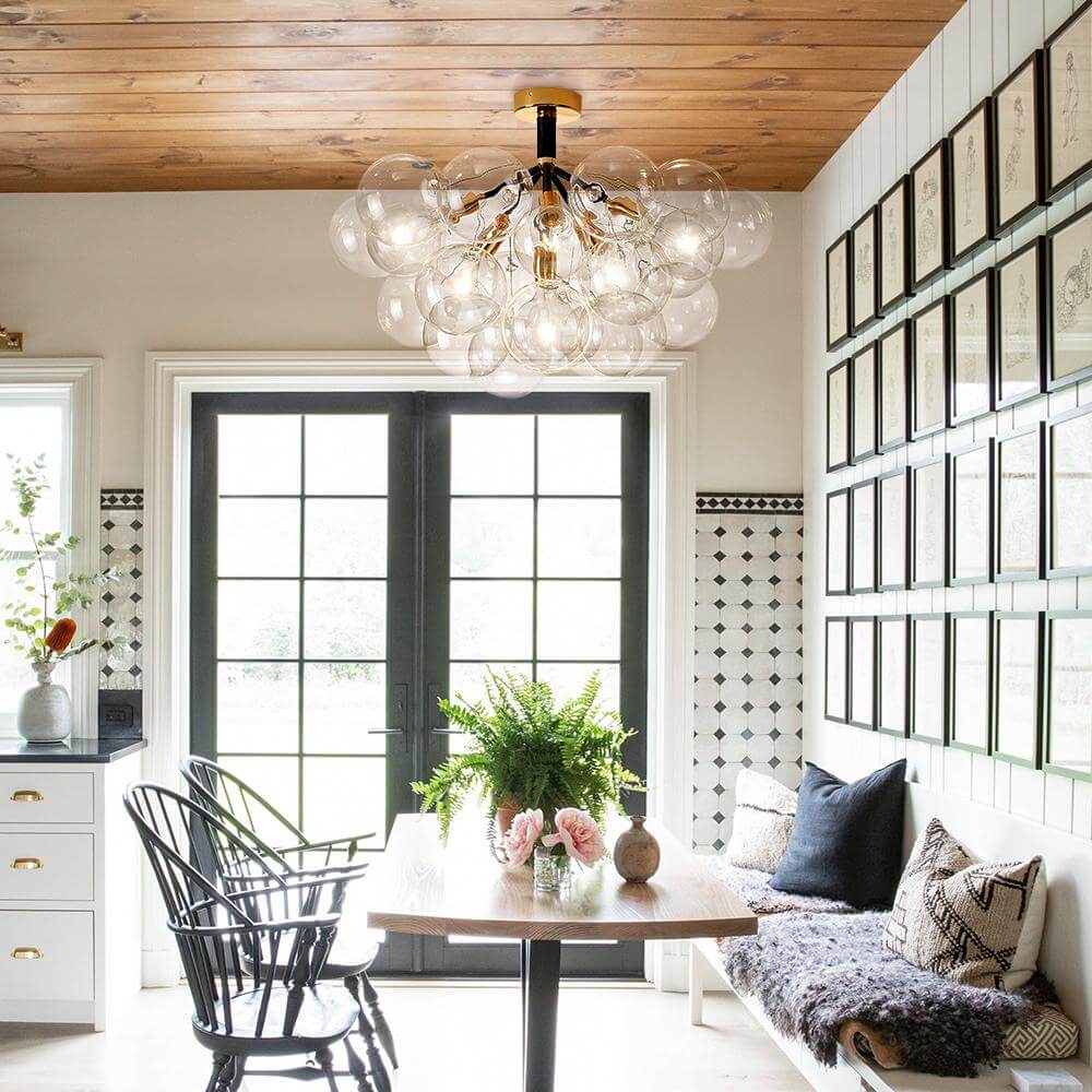 Modern Cluster Glass Bubble Chandelier / Semi Flush - Image 3